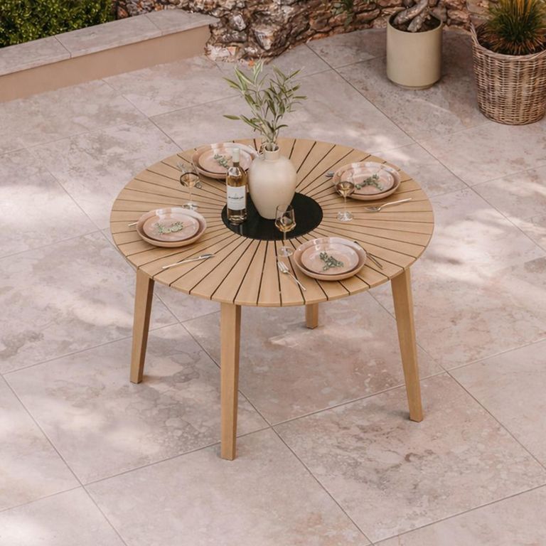 Roma Sunray Garden Round Dining Table - 120cm - 4 Seater - Granite Insert