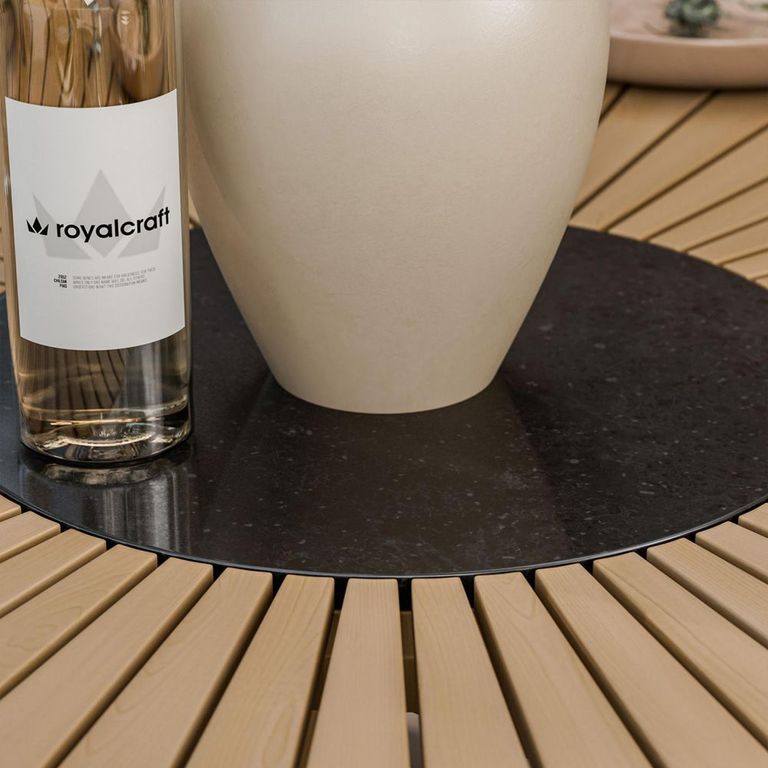 Roma Sunray Garden Round Dining Table - 120cm - 4 Seater - Granite Insert