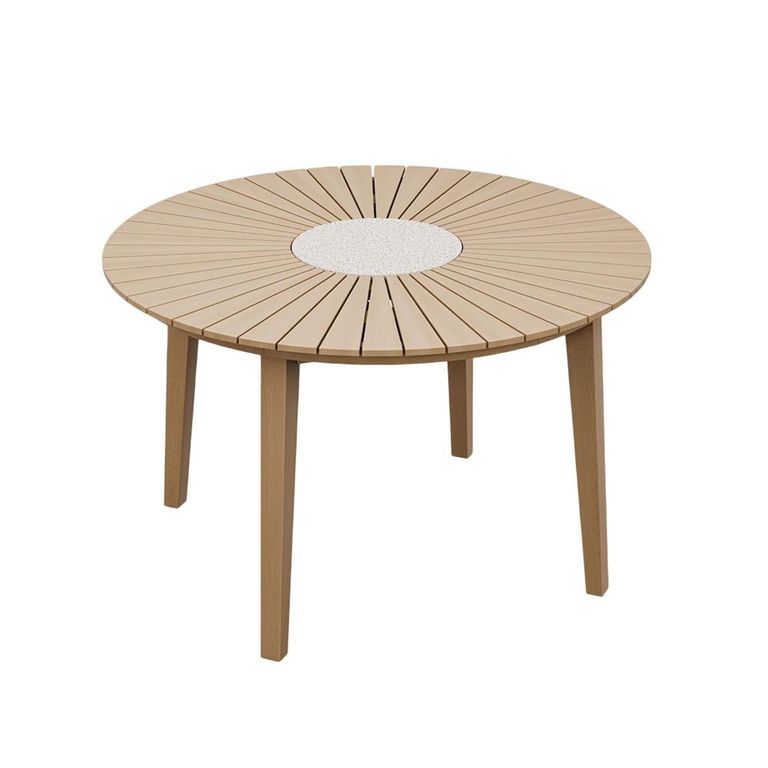 Roma Sunray Garden Round Dining Table - 120cm - 4 Seater - Terrazzo Insert