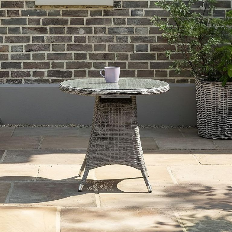 Paris Garden Bistro Table - 2 Seater - 75cm - Round - Grey - Rattan