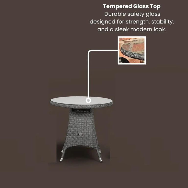Paris Garden Bistro Table - 2 Seater - 75cm - Round - Grey - Rattan