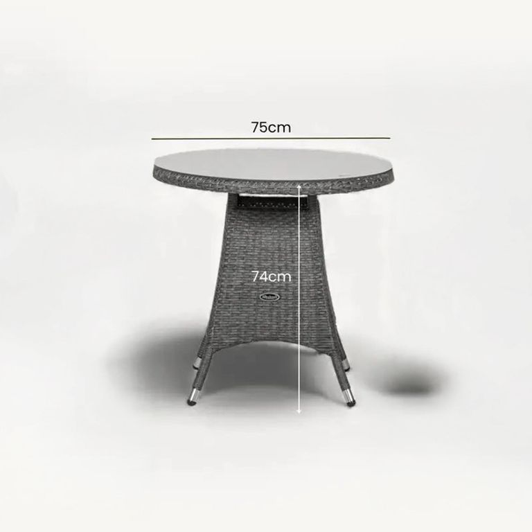Paris Garden Bistro Table - 2 Seater - 75cm - Round - Grey - Rattan