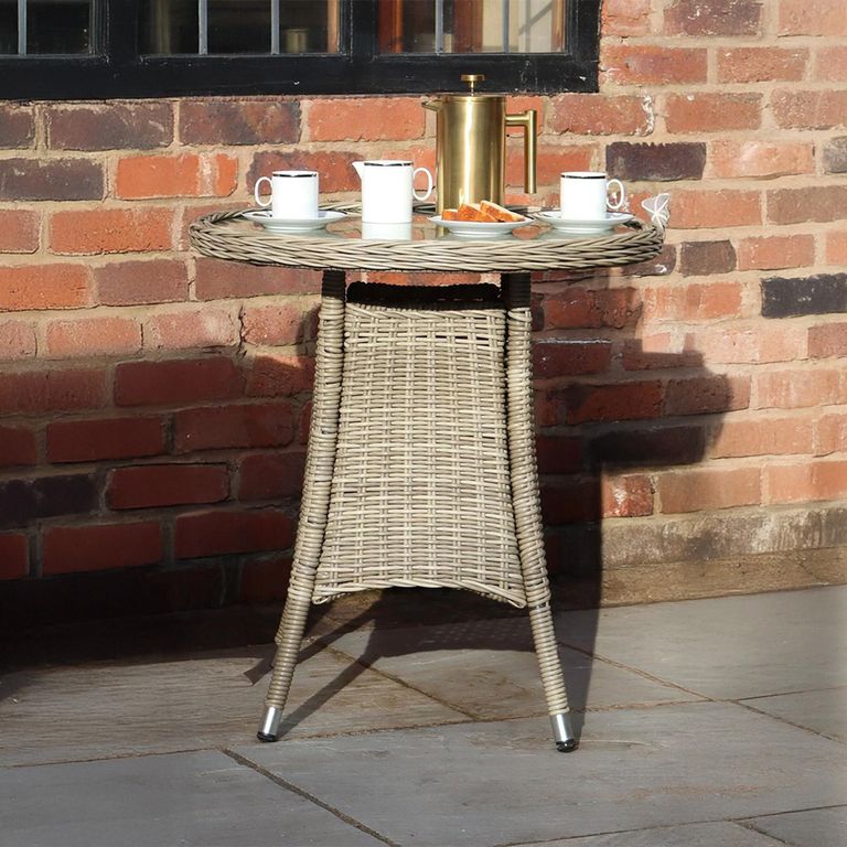 Wentworth Garden Bistro Table - 2 Seater - 70cm - Round - Beige - Rattan