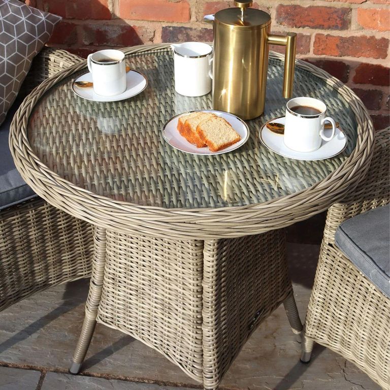 Wentworth Garden Bistro Table - 2 Seater - 70cm - Round - Beige - Rattan