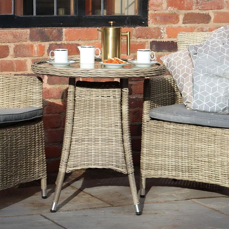 Wentworth Garden Bistro Table - 2 Seater - 70cm - Round - Beige - Rattan