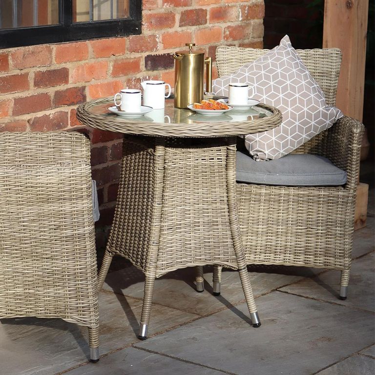 Wentworth Garden Bistro Table - 2 Seater - 70cm - Round - Beige - Rattan