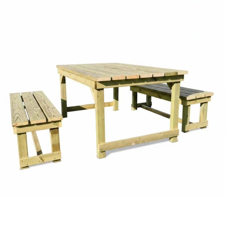 Churnet Valley Butchers Redwood Garden Table Set with 2 Benches