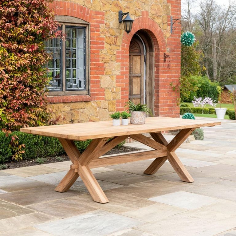 Plank Garden Dining Table - 12 Seater - 300cm - Teak Wood