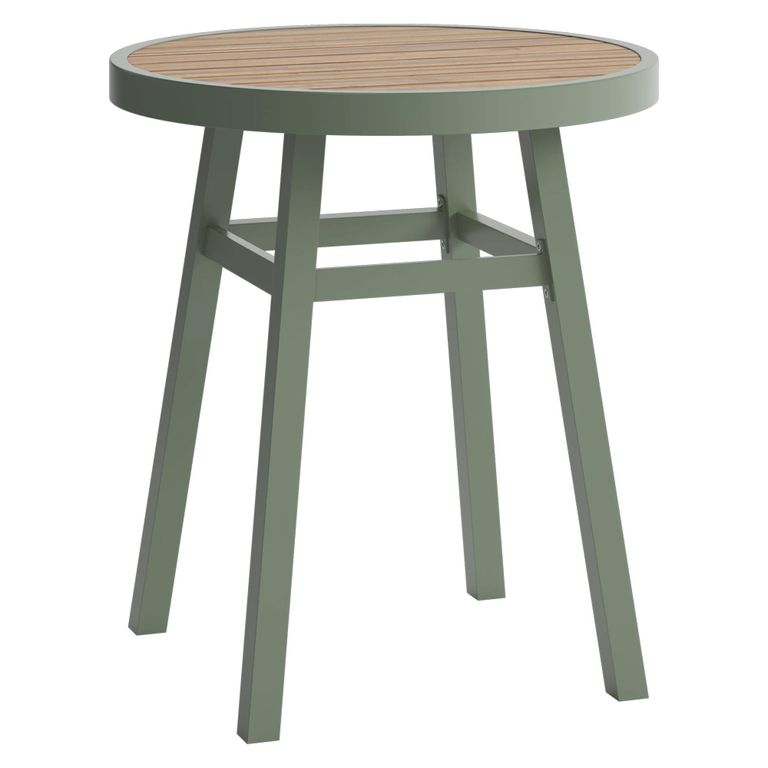 Genoa Garden Bistro Table - Round - Olive Green and Timber Wood