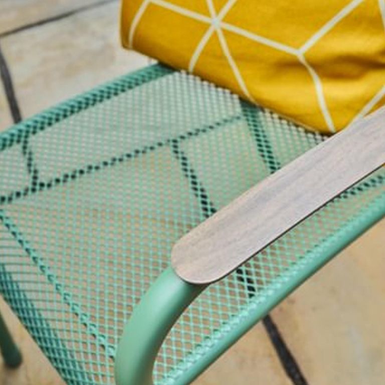 Bergen Garden Stacking Dining Armchair - Green Metal