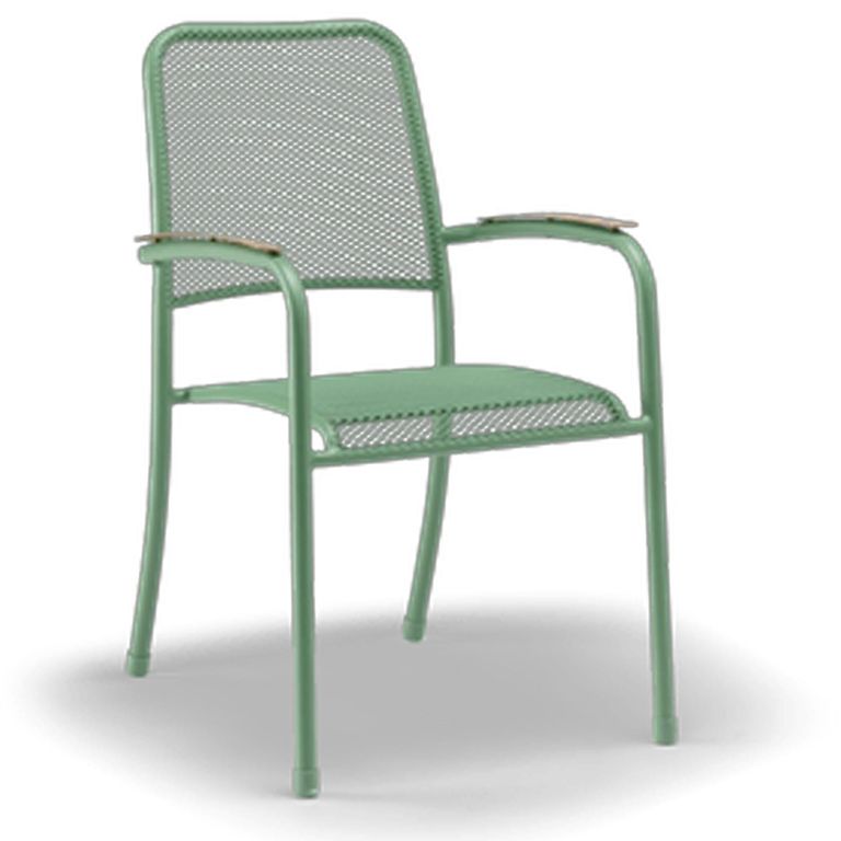 Bergen Garden Stacking Dining Armchair - Green Metal