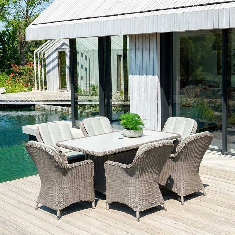 Hazelmere Dining Table - 6 Seater - 165cm - Garden - Grey Weave