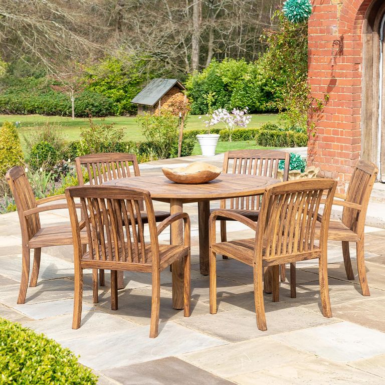 Bolney Dining Table - 6 Seater - Round - Garden - Acacia Wood