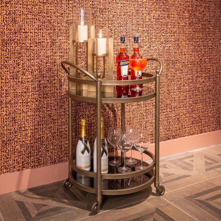 Hendricks Glass and Brushed Gold Trolley