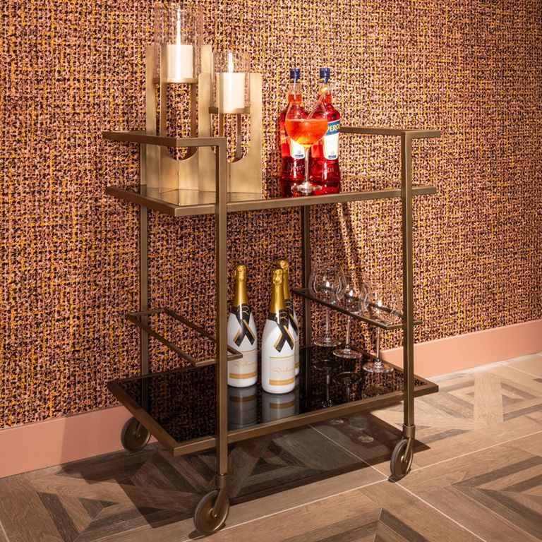 Xo Glass and Brushed Gold Trolley
