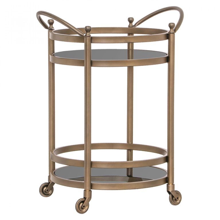 Hendricks Glass and Brushed Gold Trolley