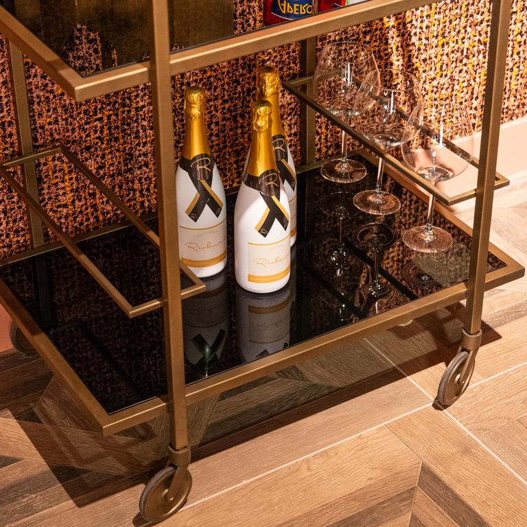 Xo Glass and Brushed Gold Trolley