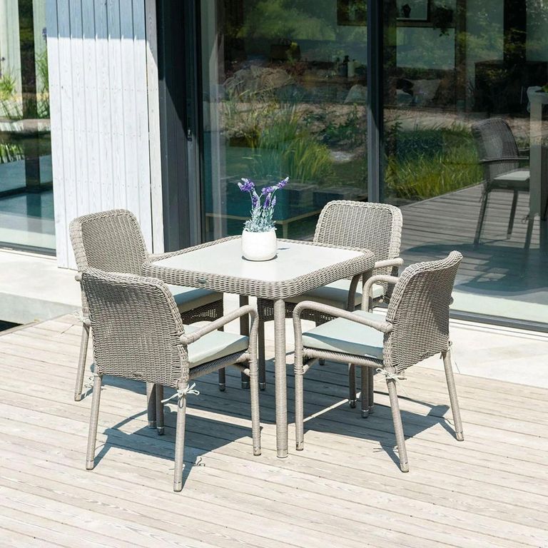 Hazelmere Square Dining Table - 4 Seater - 80cm - Garden - Grey Weave