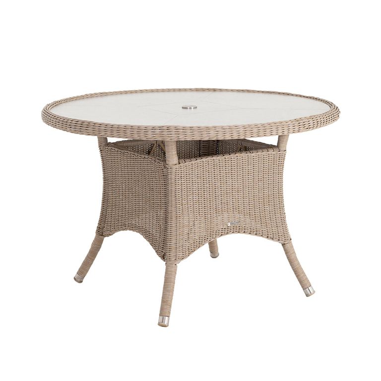 Hazelmere Round Dining Table - 4 Seater - 115cm - Garden - Natural Weave