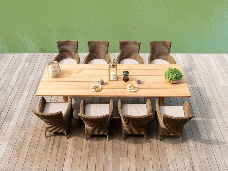 Plank Dining Table - 12 Seater - 300cm - Garden - Teak