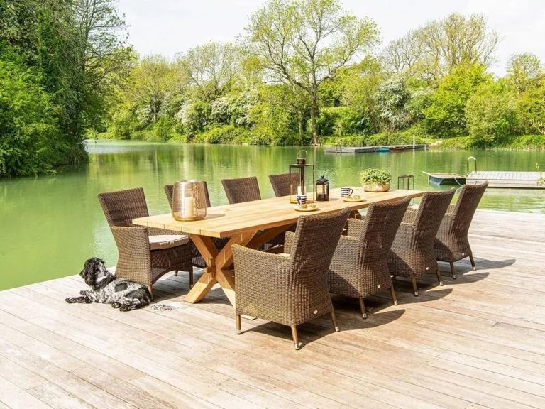 Plank Dining Table - 12 Seater - 300cm - Garden - Teak