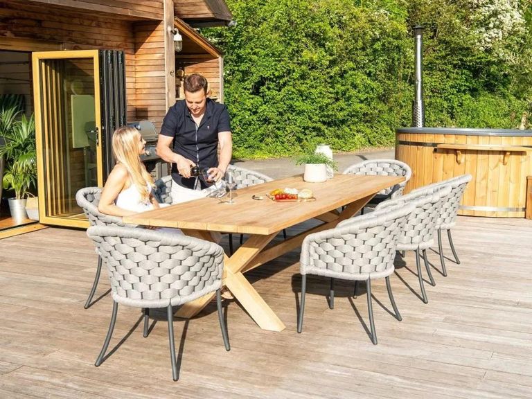 Plank Dining Table - 12 Seater - 300cm - Garden - Teak