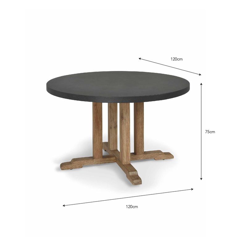 Burcot Outdoor Round Dining Table Medium Slate Grey