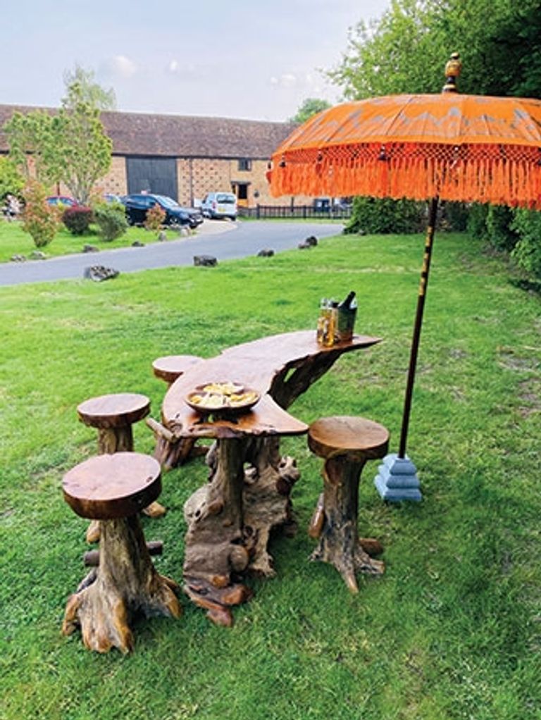 Teak Root Slab Bar Table - Large