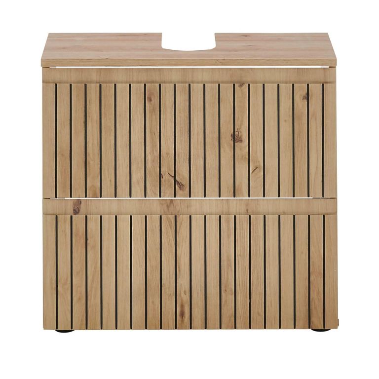 Austin Ribbed Oak Under Sink Cabinet - 2 Drawer