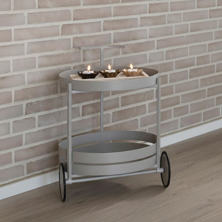 Beja Bar Trolley - Round - Grey - Metal
