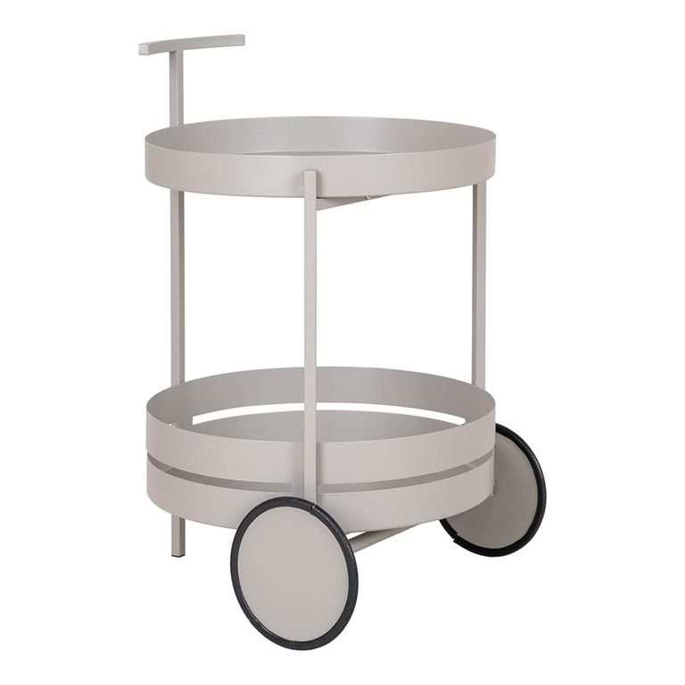 Beja Bar Trolley - Round - Grey - Metal