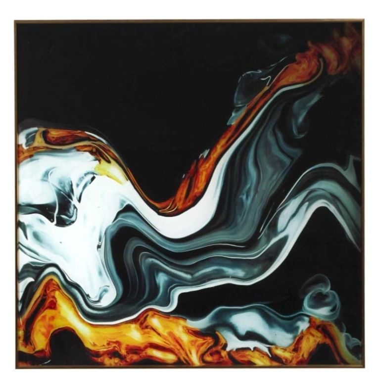 Wall Art - Abstract Design - Black, Blue, and Yellow - 80cm