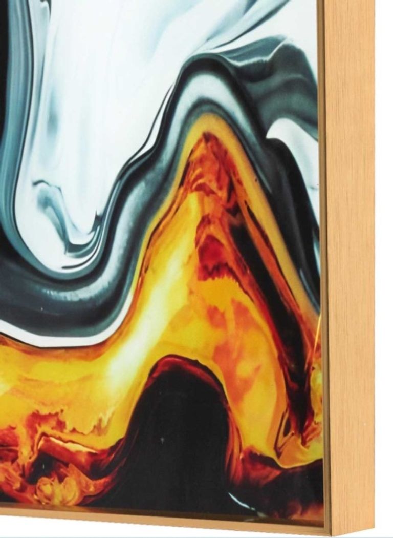 Wall Art - Abstract Design - Black, Blue, and Yellow - 80cm