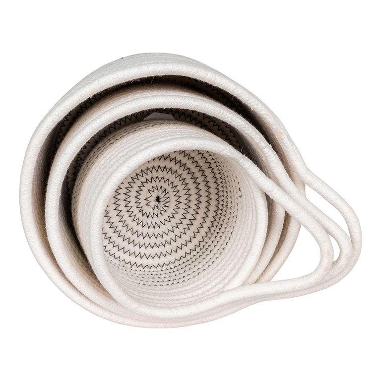 Algar Basket - Set of 3 - Fabric - White & Grey