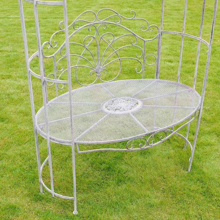 Garden Bench - Antique Grey Metal - Arch Style