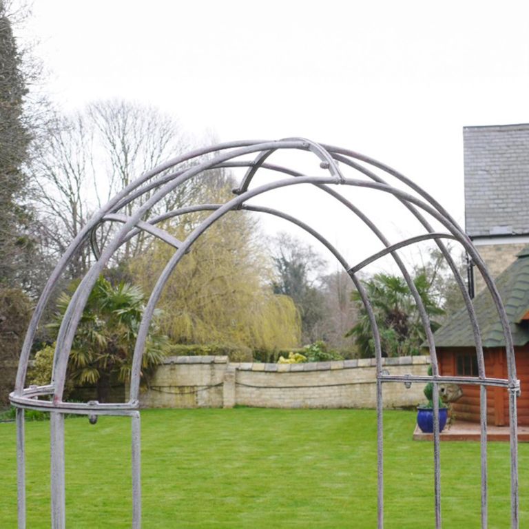 Garden Bench - Antique Grey Metal - Arch Style