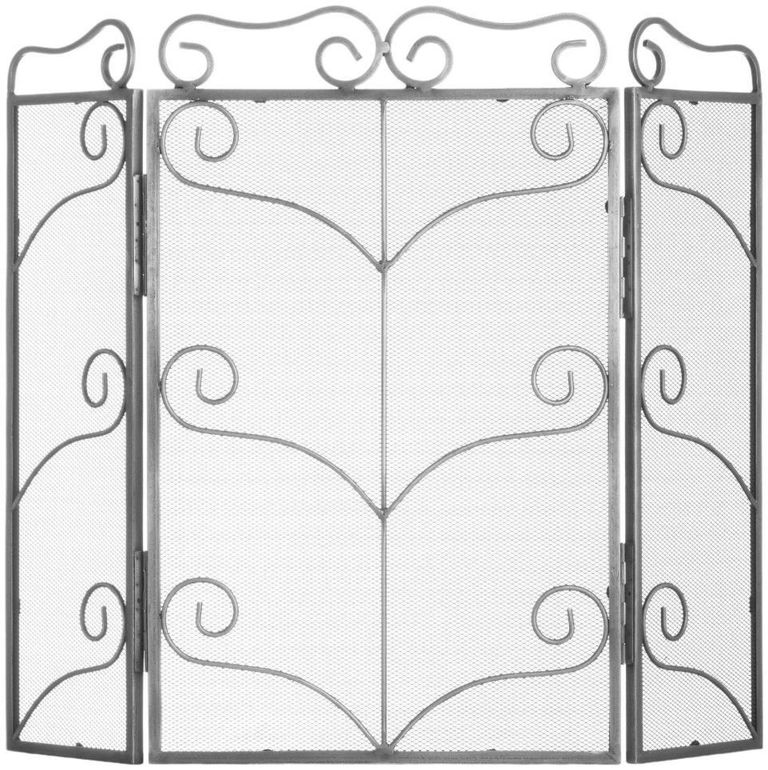 Antique Silver Steel Large Heavy Firescreen
