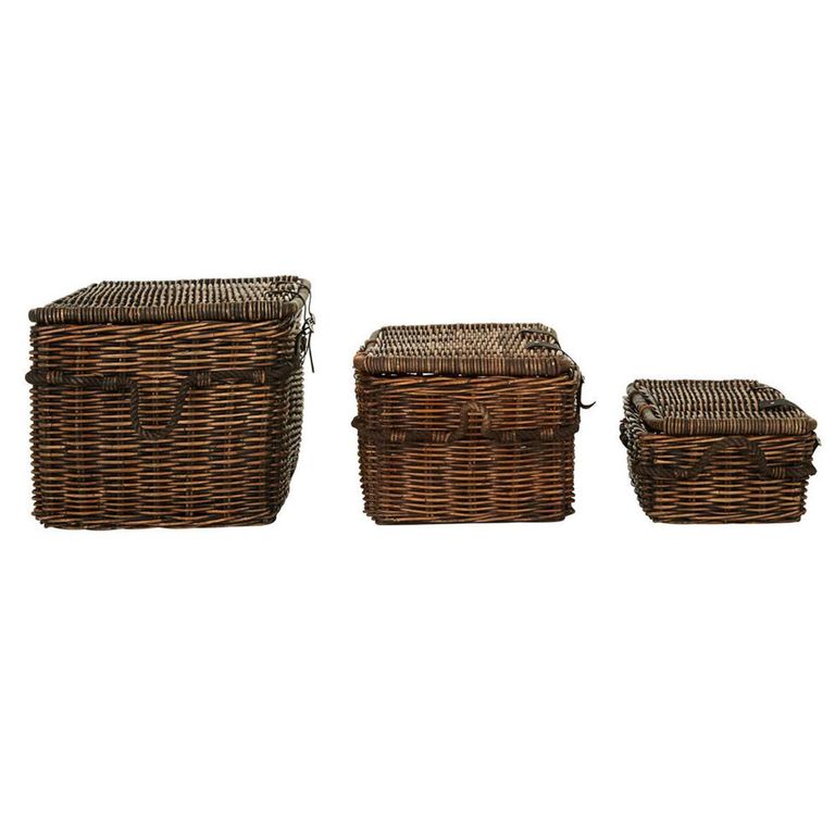 Argento Storage Basket - Set of 3 - Brown Rattan
