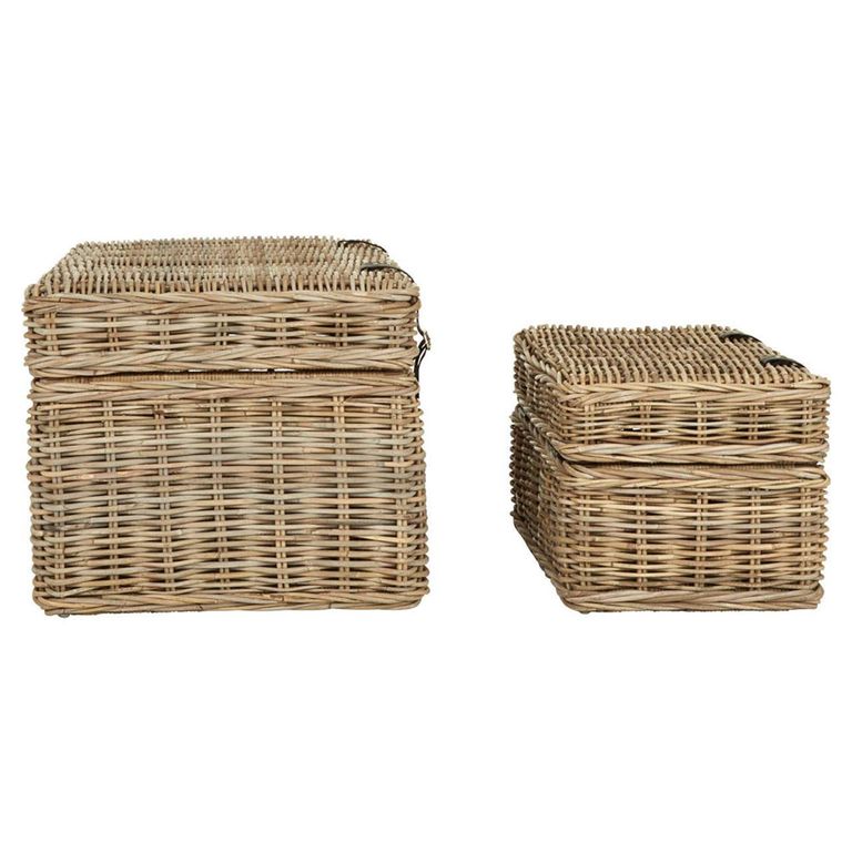 Argento Storage Basket - Set of 2 - Greywash Rattan
