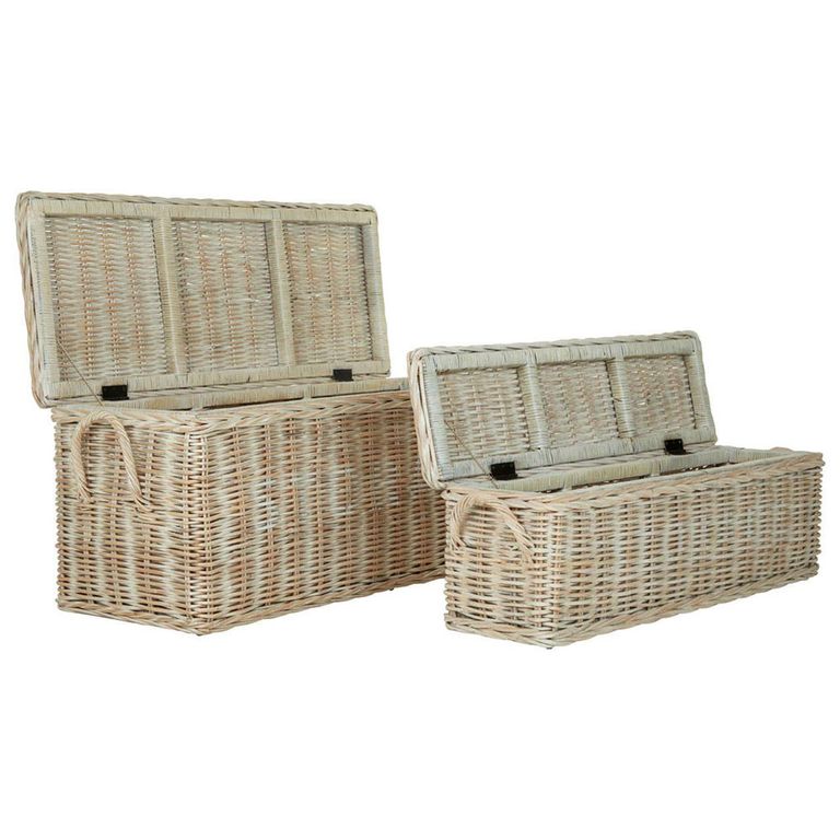 Argento Storage Basket - Set of 2 - Whitewash Rattan