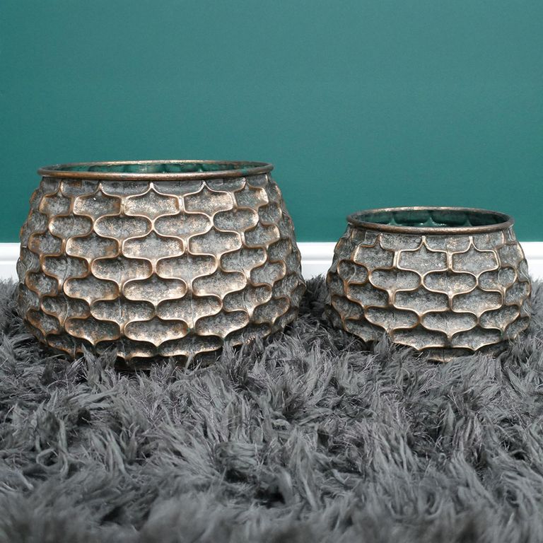 Gold Artificial Flower Planter Stand - Set of 2