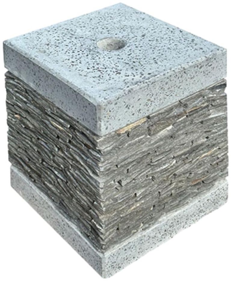 Bali Sun Parasol - White Macrame - with Terrazzo & Slate Base