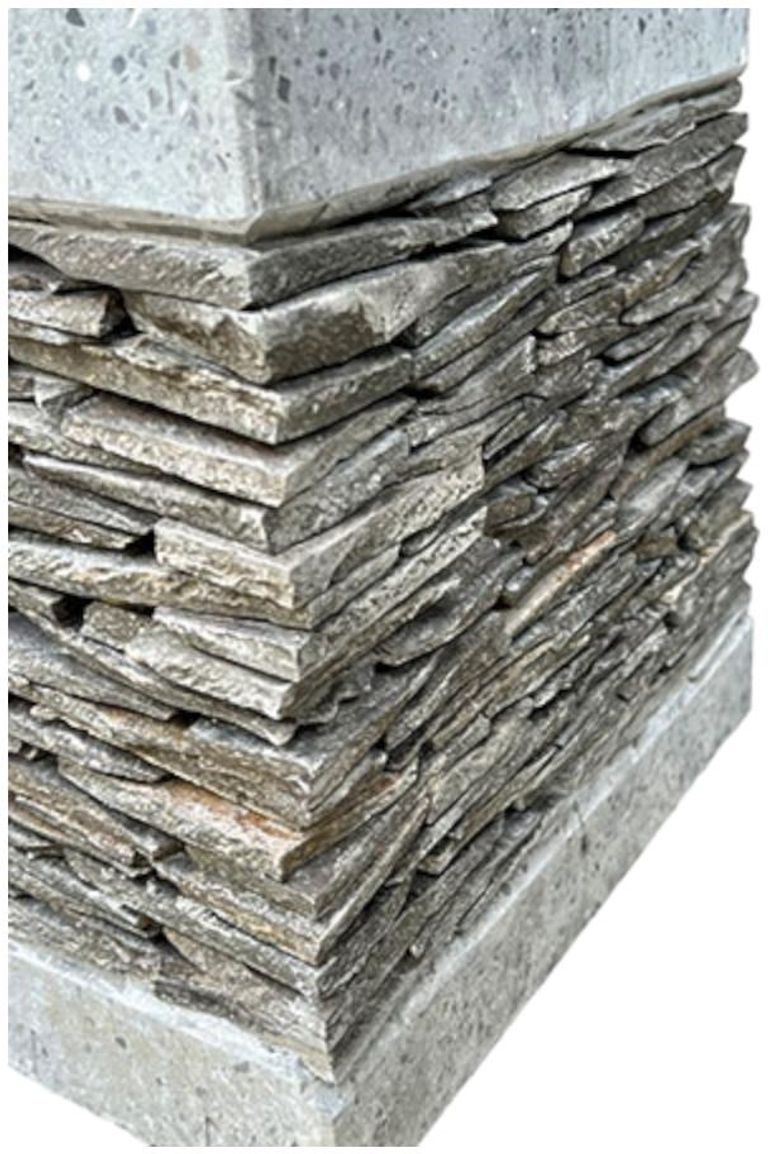 Bali Sun Parasol - White Macrame - with Terrazzo & Slate Base