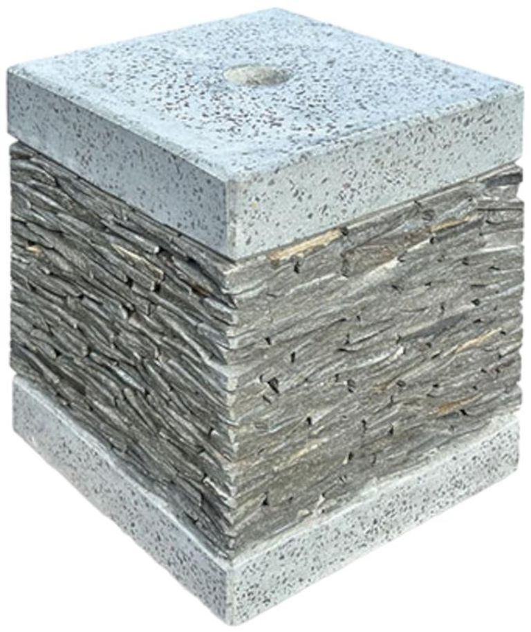 Bali Sun Parasol - White Macrame - with Terrazzo & Slate Base