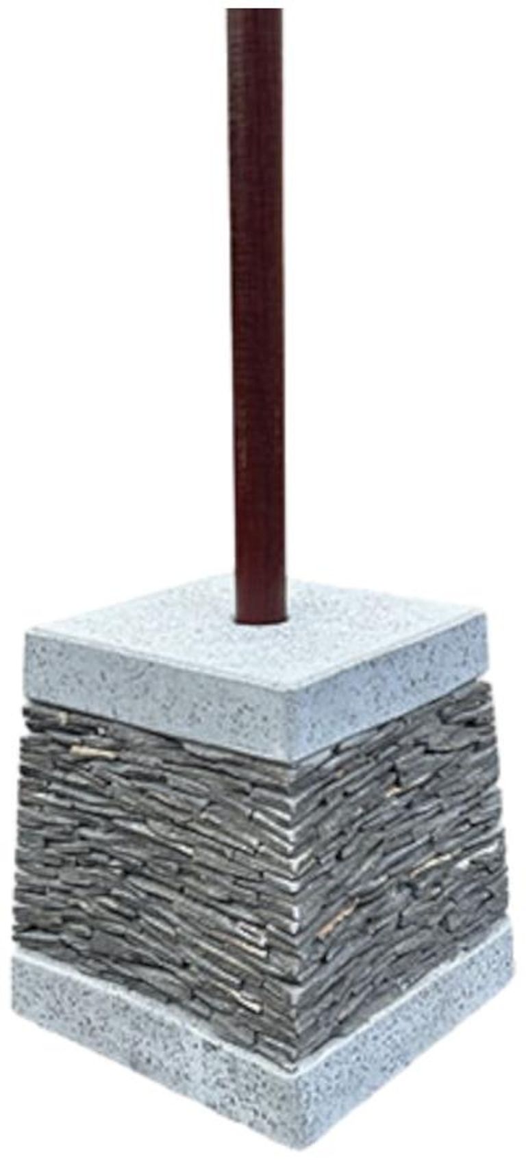 Bali Sun Parasol - White Macrame - with Terrazzo & Slate Base