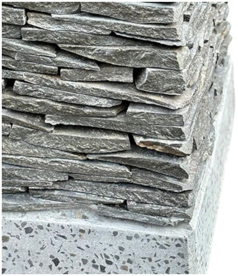 Bali Sun Parasol - White Macrame - with Terrazzo & Slate Base