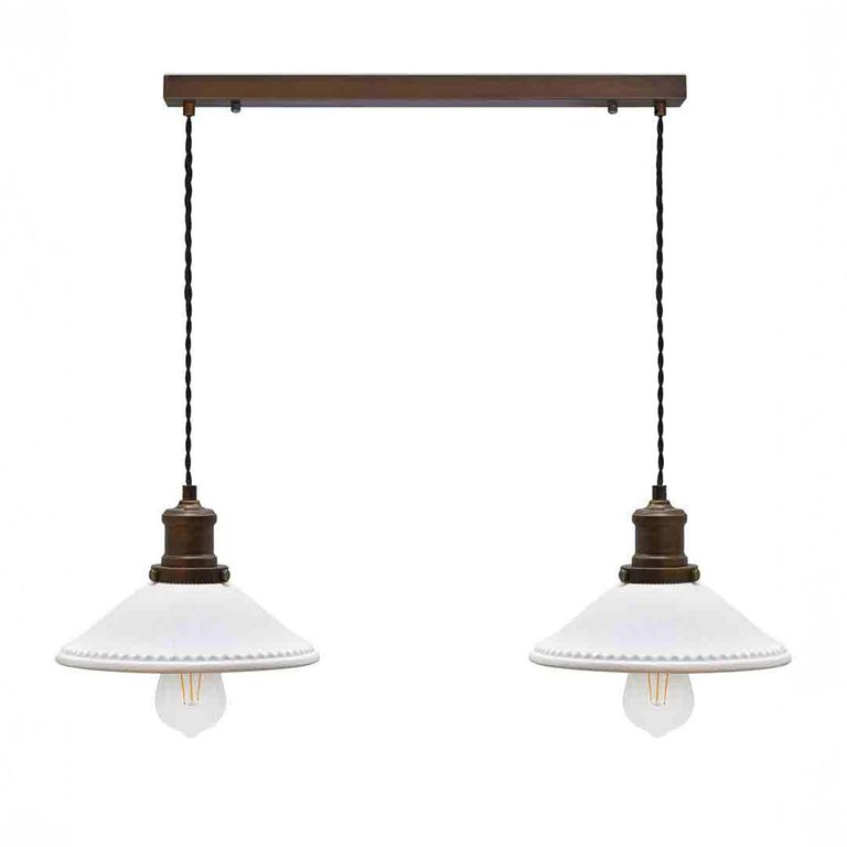 Beaulieu Ceramic Fluted Cone Double Pendant Antique Bronze