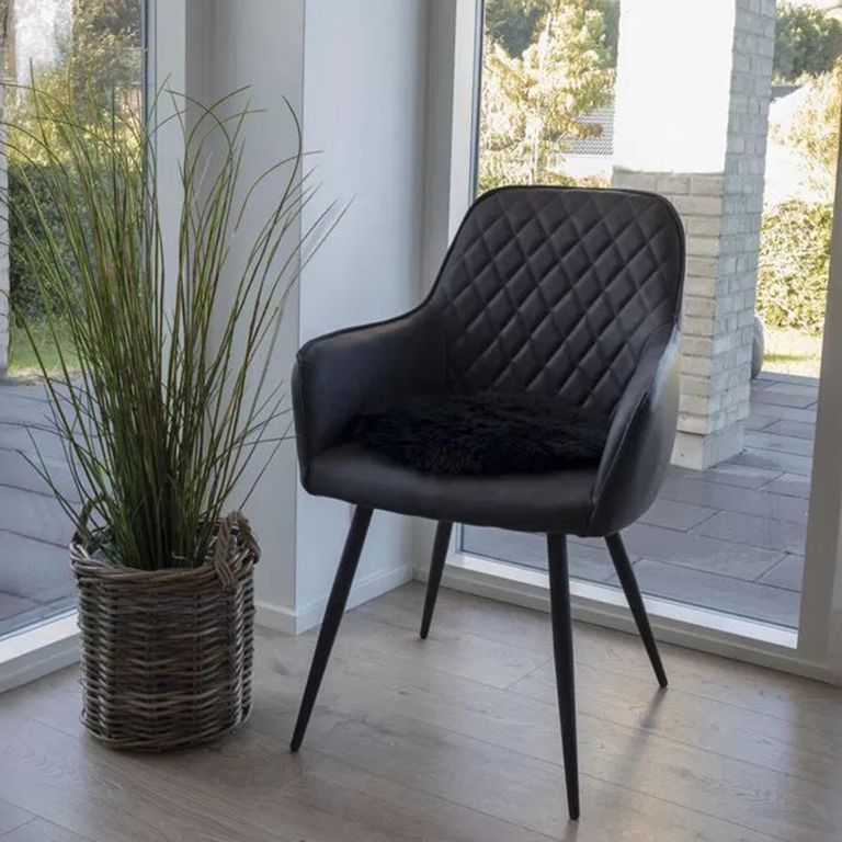 Round Seat Cushion - Lambskin - Black