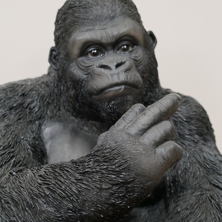 Gorilla Statue - Black Resin - Up Yours - Set of 2