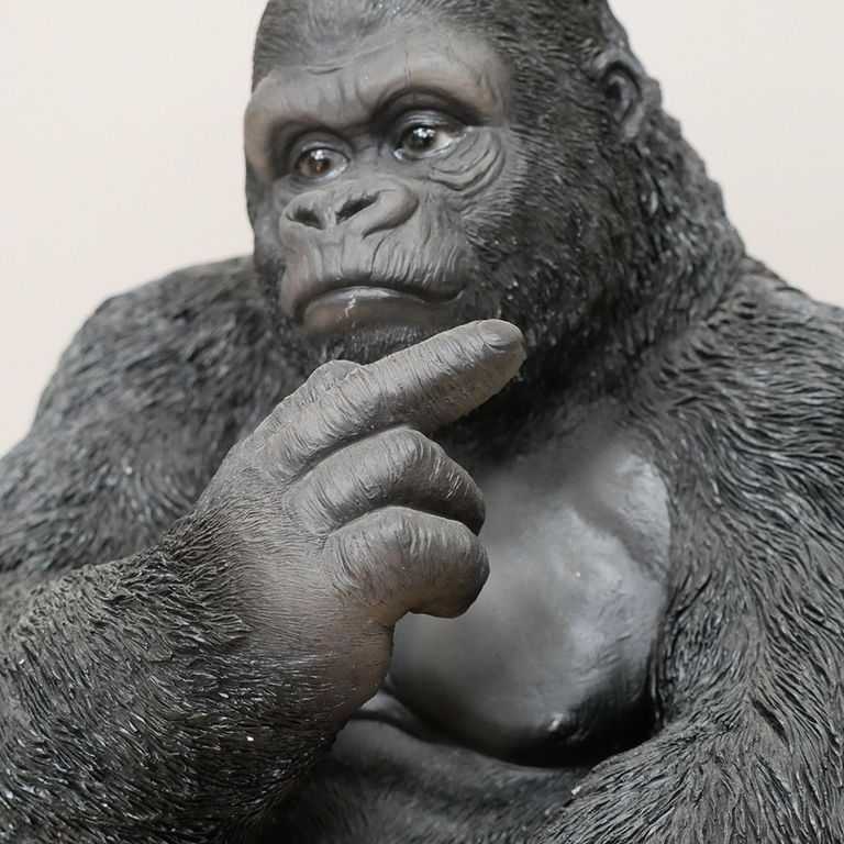 Gorilla Statue - Black Resin - Up Yours - Set of 2